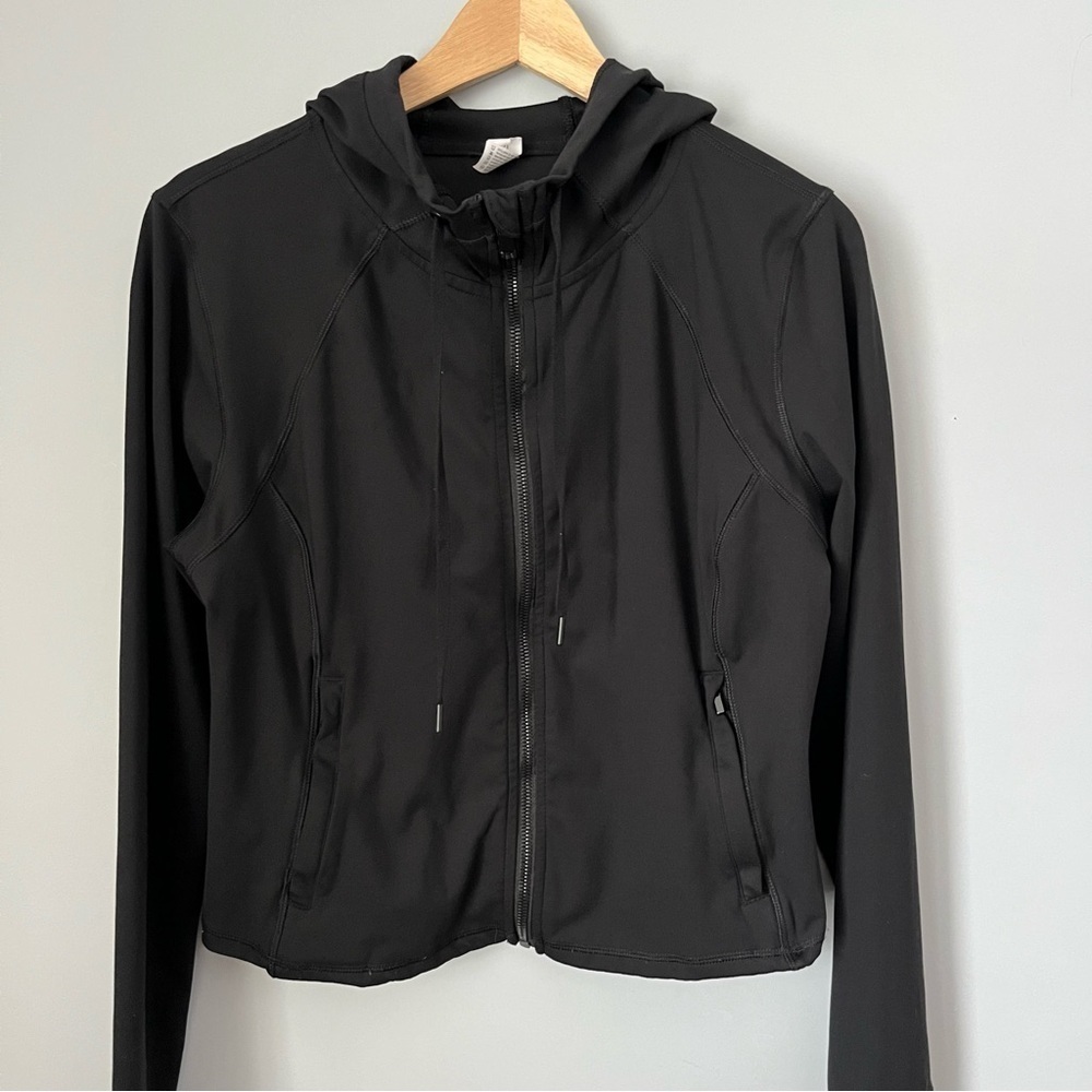 Yogalicious Lux Full Zip Hooded Crop Ink Black Athletic Jacket Size X-Large - Picture 3 of 16